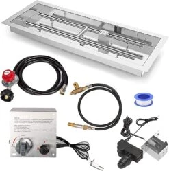 36'' X 12'' Stainless Steel Drop-in Gas Fire Pit H-Shaped Burner Pan, Hose, Spark And Ignition Insert Kit