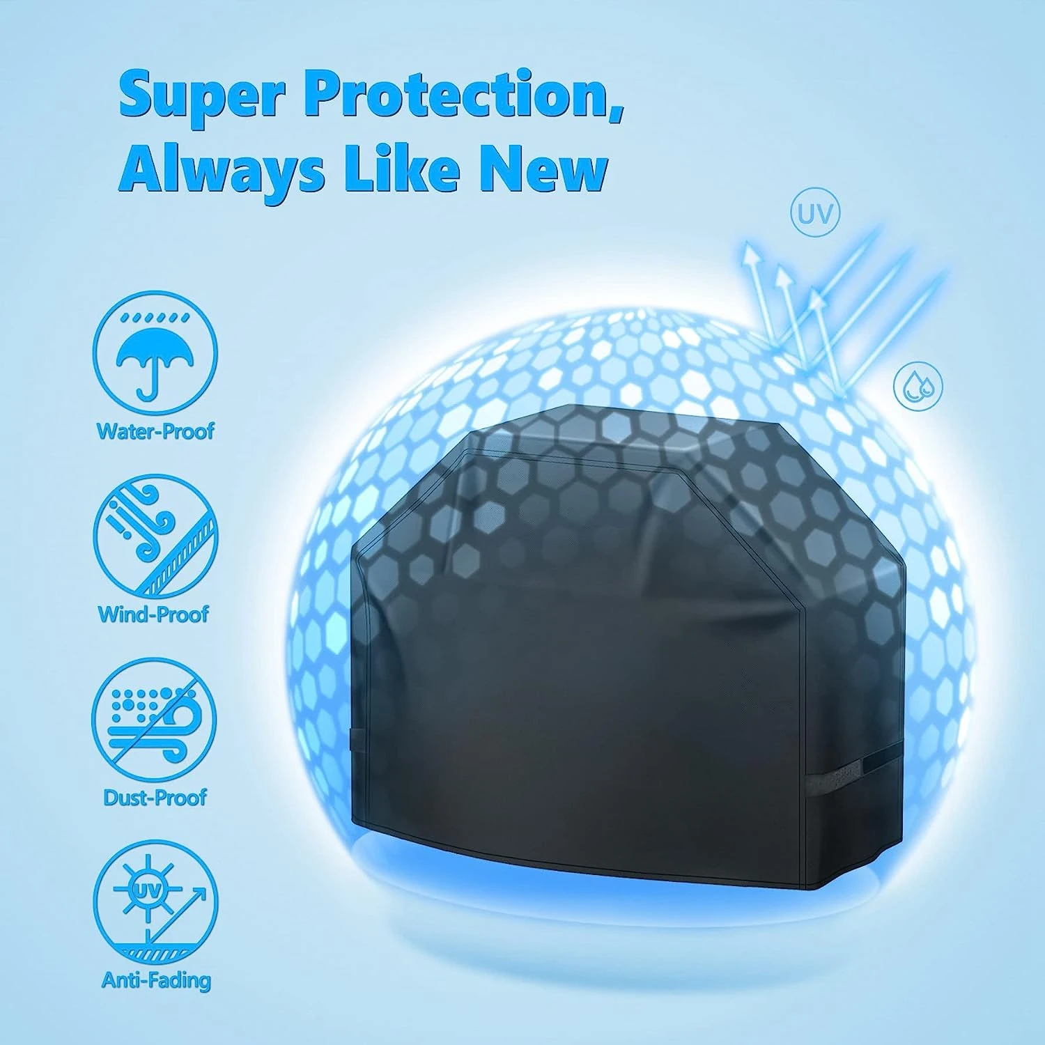 Premium Grill Cover For Vermont Castings 3-5 Burner Gas Grills, 65 W X 27D X 46"H 4 Premium Grill Cover For Vermont Castings 3-5 Burner Gas Grills, 65 W X 27D X 46"H - Image 2