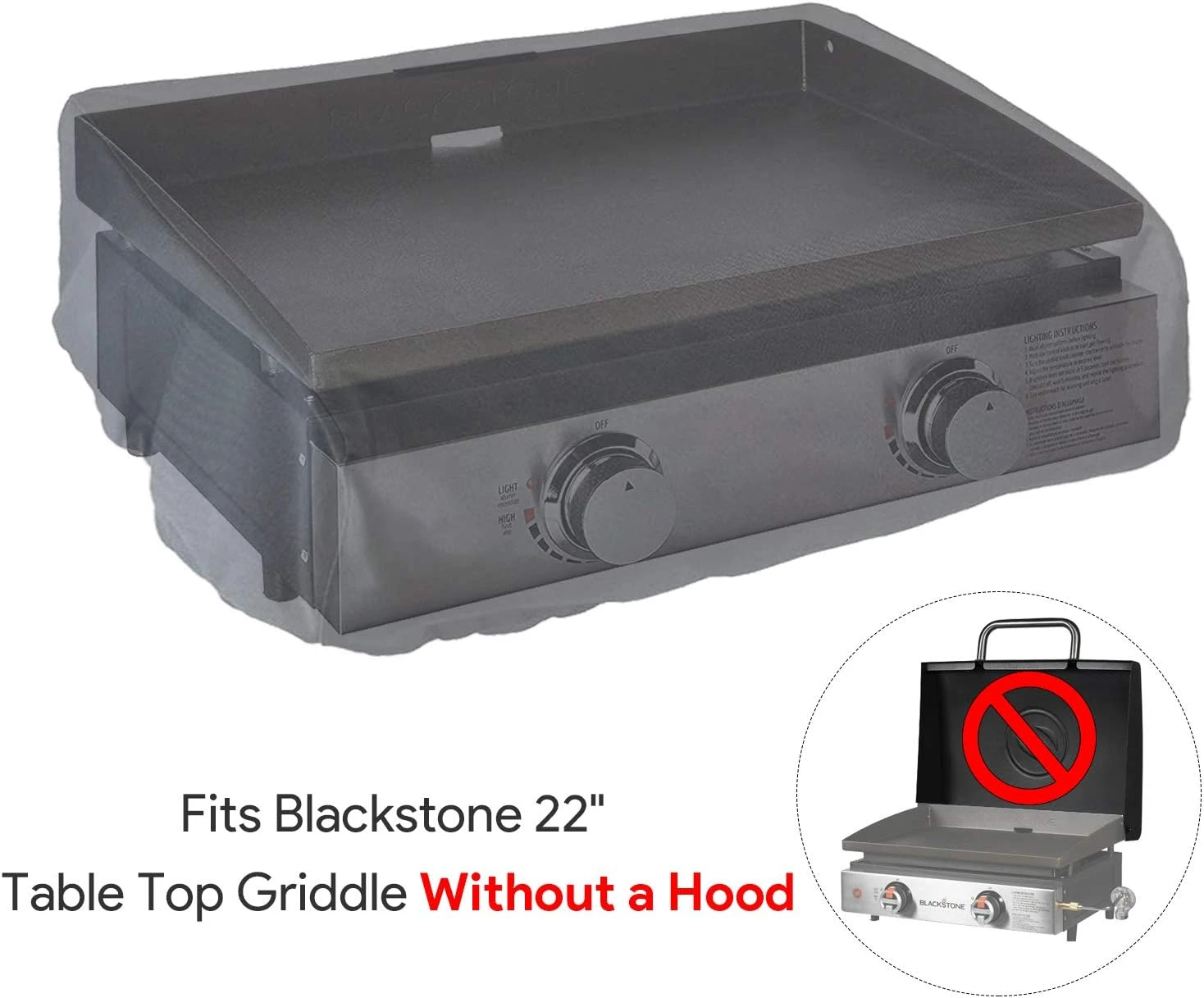 Table Flat Top Griddle Cover + Carry Bag Fits Blackstone 22 Inch Griddle Without Hood 4 Table Flat Top Griddle Cover + Carry Bag Fits Blackstone 22 Inch Griddle Without Hood - Image 2