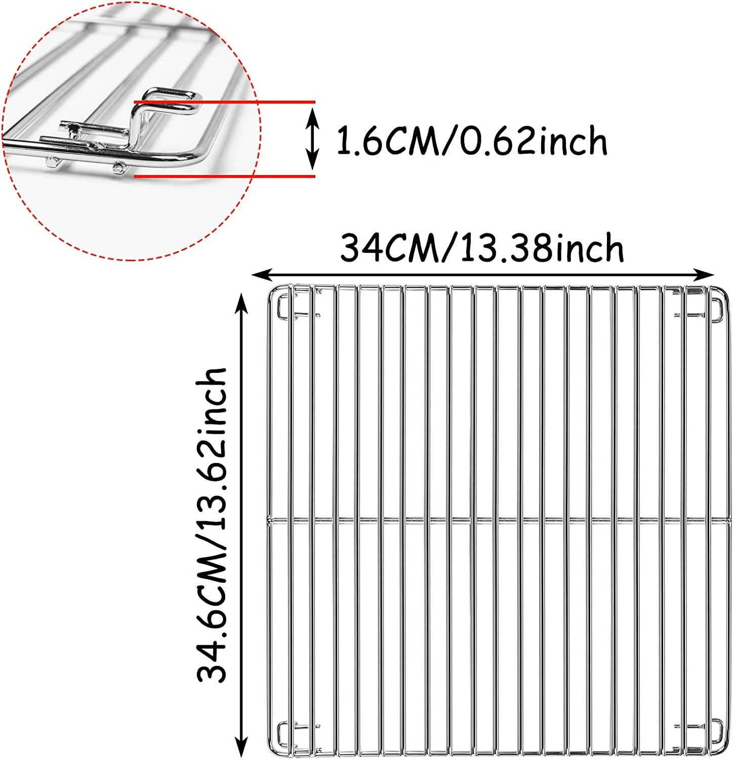 Cooking Grate For Masterbuilt MB20051311, MB26050412, MB20052318, MB21050813, MB25050217 30" Propane Smokers, 4pcs 13.3" X 13.6" 4 Cooking Grate For Masterbuilt MB20051311, MB26050412, MB20052318, MB21050813, MB25050217 30" Propane Smokers, 4pcs 13.3" X 13.6" - Image 2