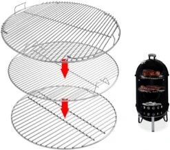 Grill Grates Kit For Weber 22'' Performer, Smokey Mountain Cooker, One-Touch, Bar-B-Kettle And Master-Touch, 7436 + 85041 + 63014 Replacement Parts