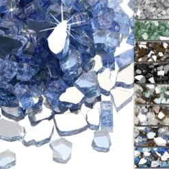1/2'' Patio Heaters Fire Glass Reflective Tempered Pacific Blue Fire Rock For Fire Pits, Fireplace