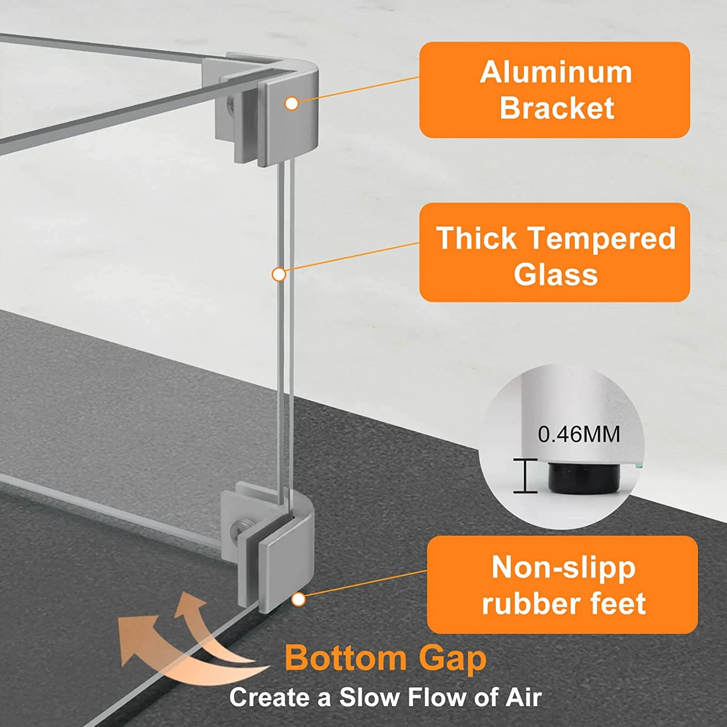 Fire Pit Glass Wind Guard, 29 X 13 X 6 Inch, Thick Rectangular Heat-Resistant Tempered With Hard Bracket And Rubber Feet For Propane, Gas, Outdoor 9 Fire Pit Glass Wind Guard, 29 X 13 X 6 Inch, Thick Rectangular Heat-Resistant Tempered With Hard Bracket And Rubber Feet For Propane, Gas, Outdoor - Image 7