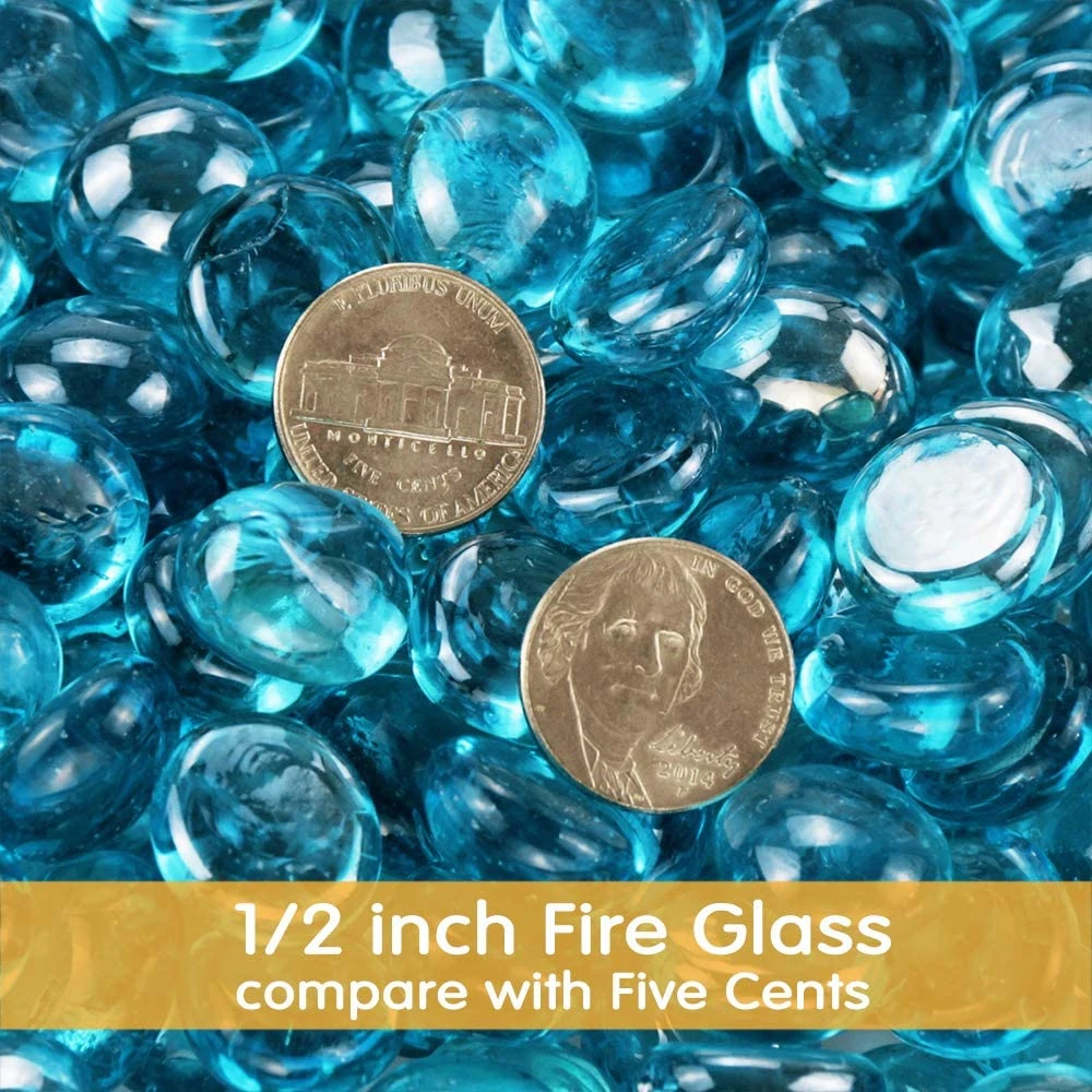 10 LBS 1/2 '' Fire Beads Glass Aqua Blue Reflective Tempered Fire Rocks Beads For Fire Pits, Fireplace And Fire Bowl 6 10 LBS 1/2 '' Fire Beads Glass Aqua Blue Reflective Tempered Fire Rocks Beads For Fire Pits, Fireplace And Fire Bowl - Image 4