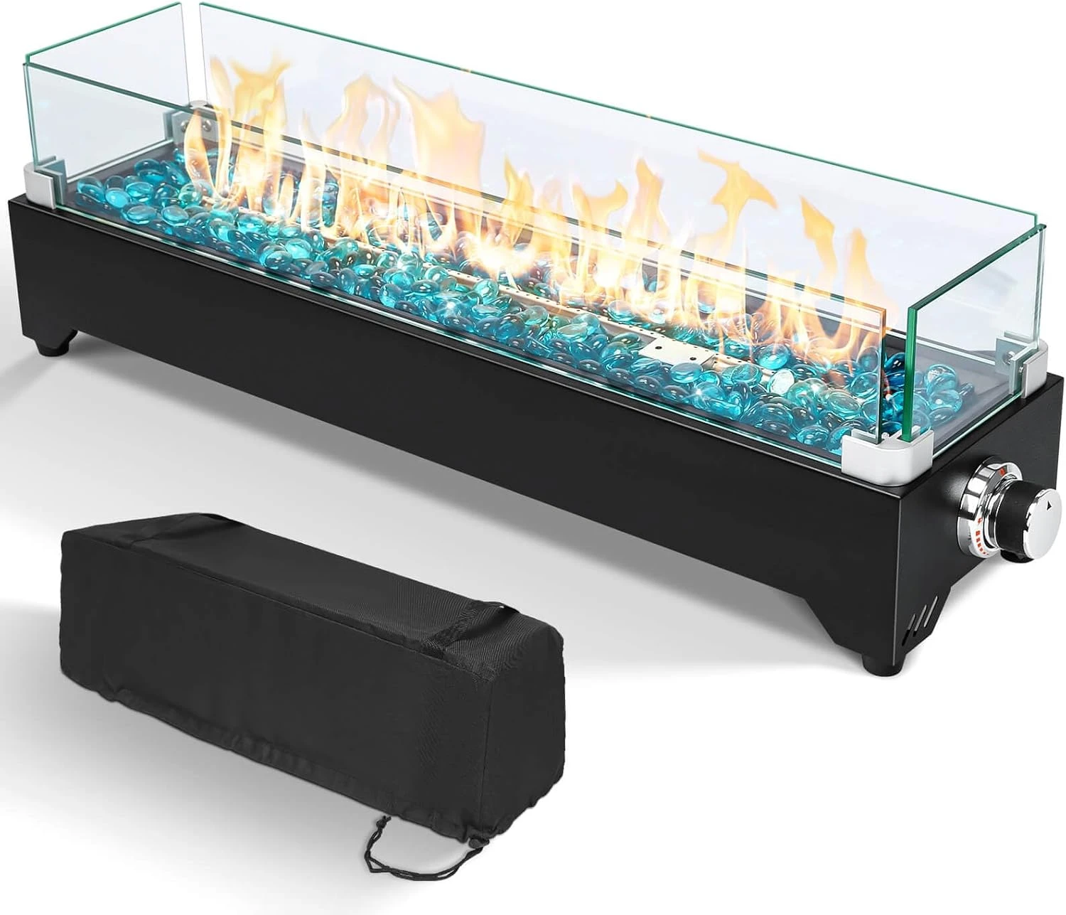 28 Inch Tabletop Propane Fire Pit, 40000 BTU, Stainless Steel Outdoor Portable Fire Pit With Cover And Windscreen 3 28 Inch Tabletop Propane Fire Pit, 40000 BTU, Stainless Steel Outdoor Portable Fire Pit With Cover And Windscreen