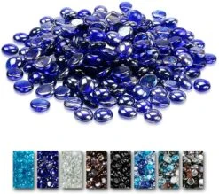 1/2'' Patio Heaters Blue Fire Beads Glass Reflective Tempered Fire Beads Rocks For Fire Pits, Fireplace And Fire Bowl