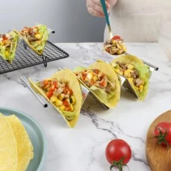 4 Pcs Premium Taco Stand Holders, 2 & 3 Tacos For Each Taco Tray, Taco Rack With Easy-Access Handle, Taco Plate Shells Oven & Grill Safe, BPA Free -Cheap Grill Store 71vVe5rG4kL. AC SL1500