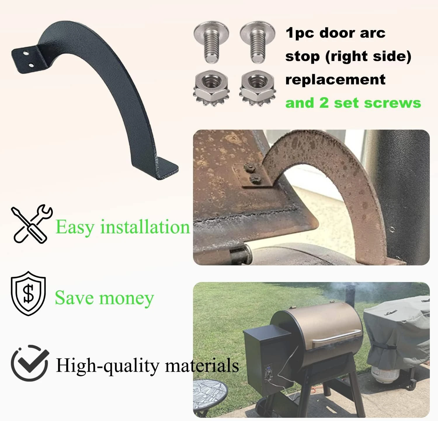 Grill Lid Door Stop Arc Right Side BCA002 Fits Most Traeger Century 885, Eastwood 22, Eastwood 34, Lil Tex 22 & More Wood Pellet Smoker Grill 9 Grill Lid Door Stop Arc Right Side BCA002 Fits Most Traeger Century 885, Eastwood 22, Eastwood 34, Lil Tex 22 & More Wood Pellet Smoker Grill - Image 7