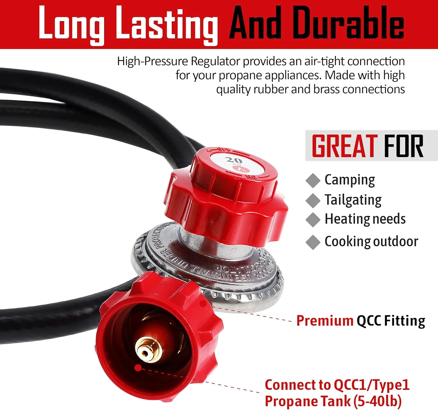 4 Feet High Hose Regulator, 3/8'' Female Flare, Up To 120,000 BTU/h, QCC-1/Type 1 7 4 Feet High Hose Regulator, 3/8'' Female Flare, Up To 120,000 BTU/h, QCC-1/Type 1 - Image 5