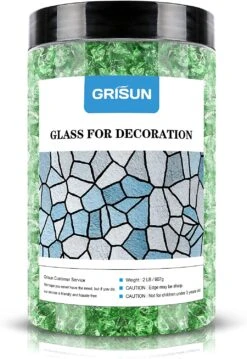 Emerald Green Crushed Fire Glass Reflective Tempered Pebbles Gravel Marbles For Crafts Resin Art, Garden Decoration, Fireplace, 2 Pounds Jar 3-6mm -Cheap Grill Store 71wZycs1pQL. AC SL1500