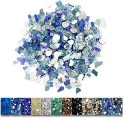 10 LBS Fire Glass White Blue Green For Fire Pits, Fireplace, 1/2''