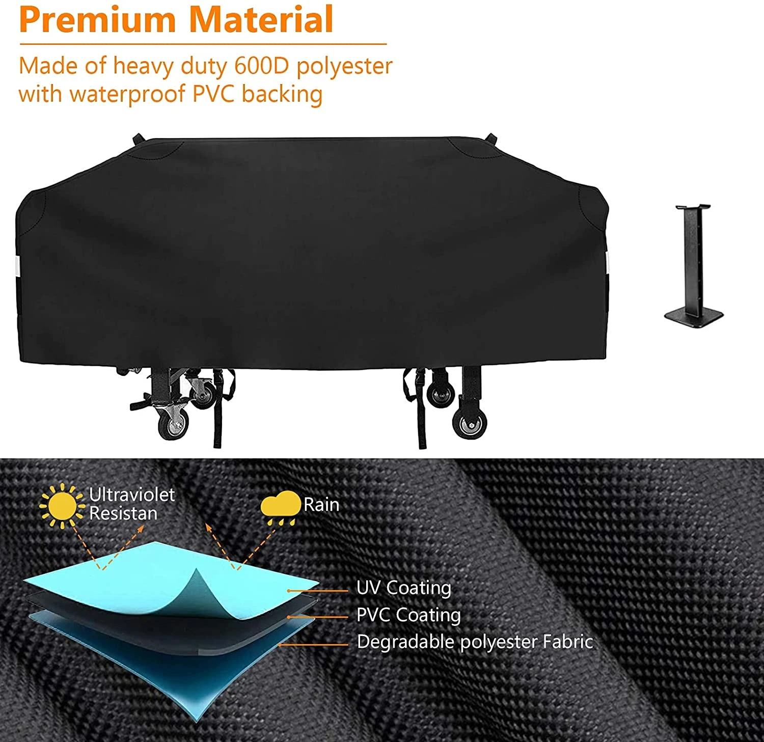 36 Inch Cover For Blackstone, Camp Chef And Most 4 Burner Flat Top Griddle Grills, With Support Pole, Melting Dome Lid And Scraper Kit 6 36 Inch Cover For Blackstone, Camp Chef And Most 4 Burner Flat Top Griddle Grills, With Support Pole, Melting Dome Lid And Scraper Kit - Image 4