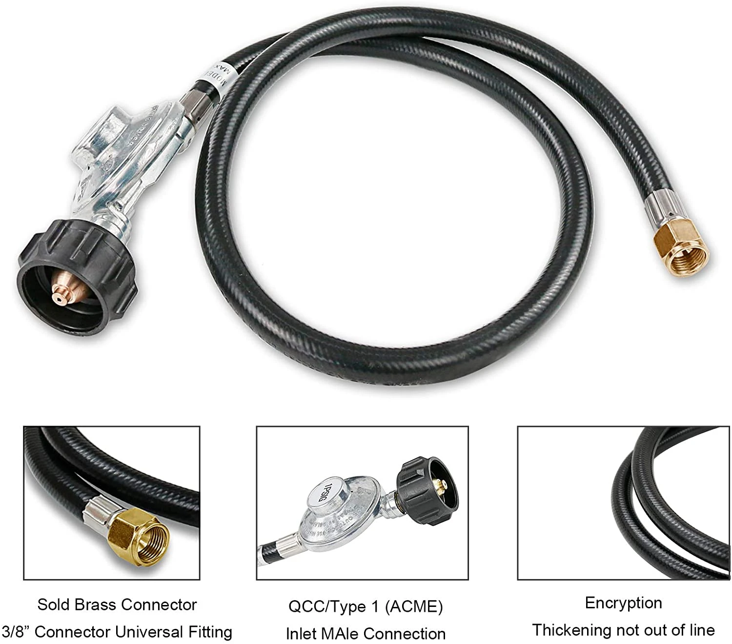 3 Feet Hose Regulator LP Conversion Kit, QCC1/Type 1, Replacement Regulator And Hose For Gas Bbq Grill Models 6 3 Feet Hose Regulator LP Conversion Kit, QCC1/Type 1, Replacement Regulator And Hose For Gas Bbq Grill Models - Image 4