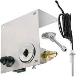 Fire Pit Gas Burner Spark Ignition Kit Including Push Button Igniter Gas Shut-Off Valve With Key