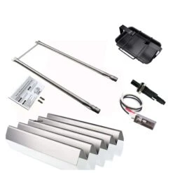 Repair Kit For Weber Spirit Side Knobs E-200, S-200, E-210, S-210 And Spirit 500 2 Burner Grills, Grill Burner + Flavor Bar + Ignitor+ Drip Pan