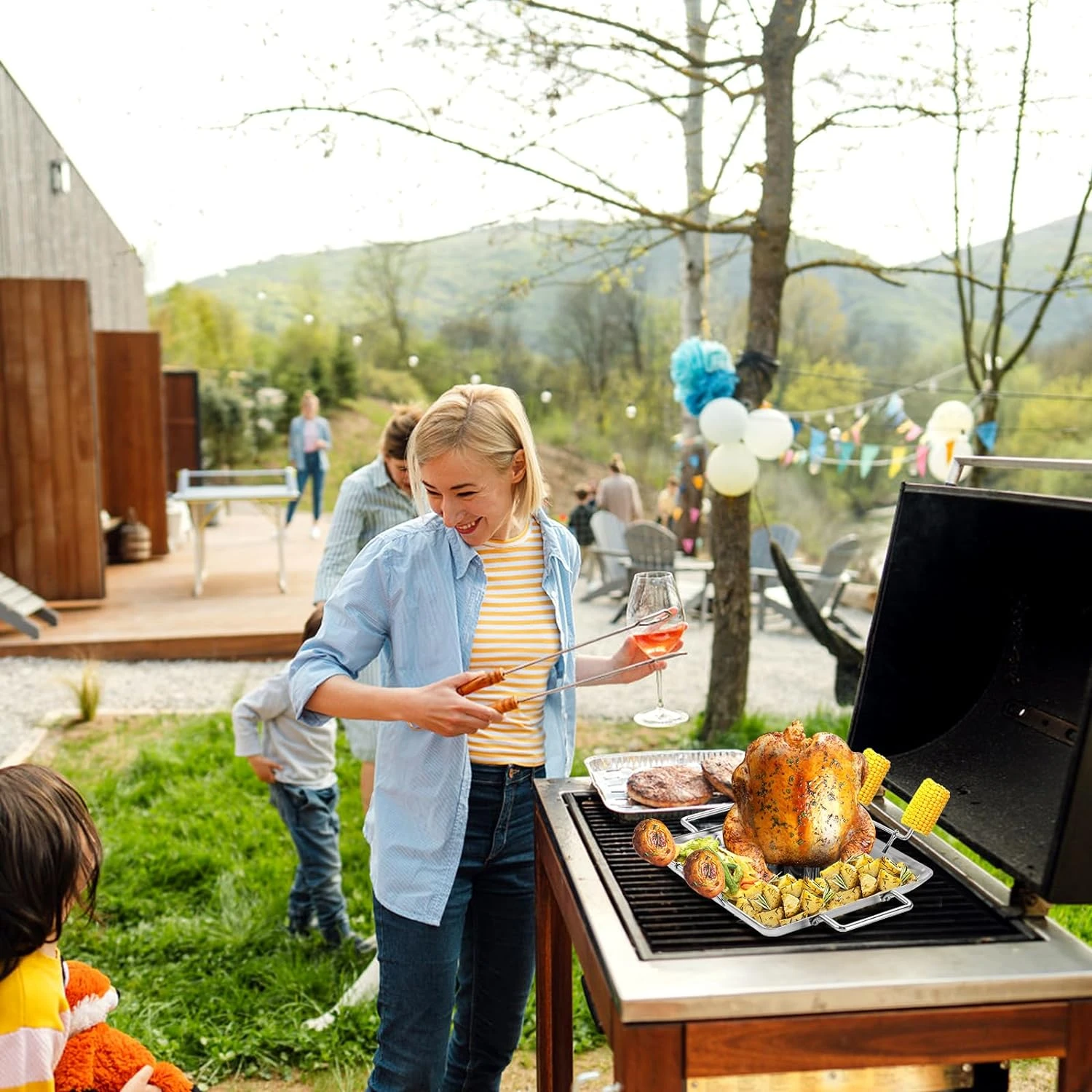 Beer Butt Can Chicken Holder Stand, Rack Tray Canister Vegetable Spike Seasoning Turkey Meat Vertical Roaster For BBQ Barbeque Grill Smoker Oven 7 Beer Butt Can Chicken Holder Stand, Rack Tray Canister Vegetable Spike Seasoning Turkey Meat Vertical Roaster For BBQ Barbeque Grill Smoker Oven - Image 5