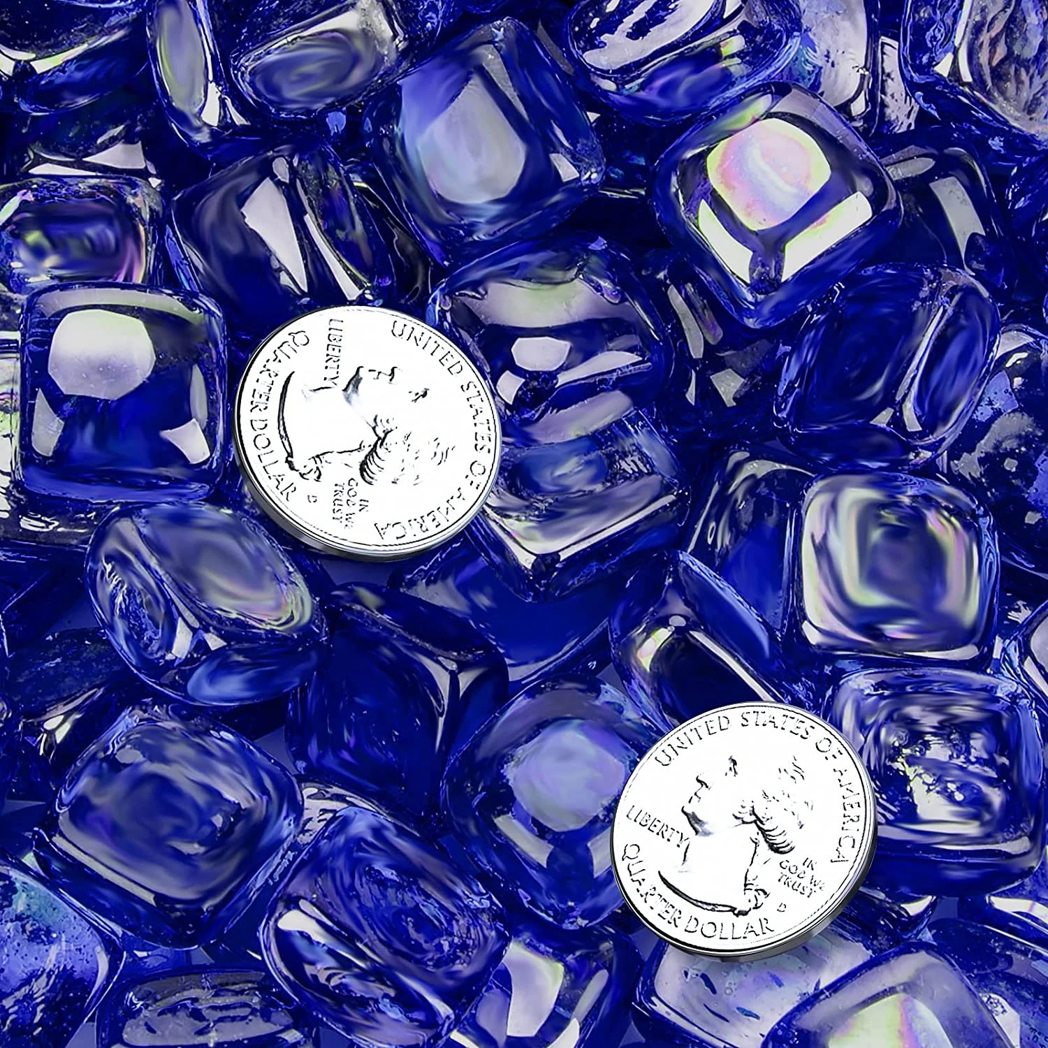 Cobalt Blue Fire Glass Cubes Tempered Rocks For Fire Pit, 10 Pounds 1/2 Inch For Natural Or Propane Fireplace 4 Cobalt Blue Fire Glass Cubes Tempered Rocks For Fire Pit, 10 Pounds 1/2 Inch For Natural Or Propane Fireplace - Image 2