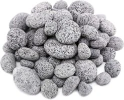 10 Pounds 1-3'' Grey Tumbled Lava Rock Stones Pebbles For Fit Pit, Safe Natural Tempered Rock For Fireplace, Landscaping, Potted Plants