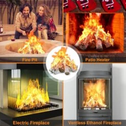 6Pcs Gas Fireplace Ceramic Fiber Fake Wood Logs Set For Gas Fireplace, Indoor Inserts, Outdoor Firebowl, Fire Pits, Vented, Linear Fire Pits -Cheap Grill Store 8187BNUDXAL. AC SL1500