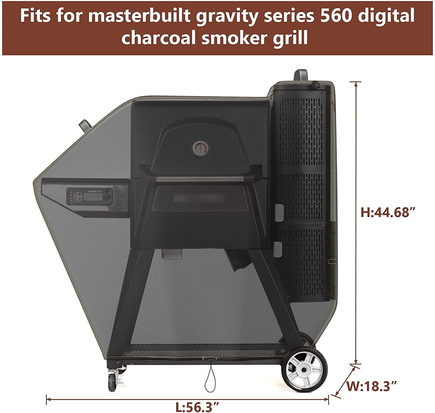 Grill Cover For Masterbuilt Gravity Series 560, 800 Digital Charcoal Grill Smoker, Fits Model MB20080220, MB20040220, MB20041020 4 Grill Cover For Masterbuilt Gravity Series 560, 800 Digital Charcoal Grill Smoker, Fits Model MB20080220, MB20040220, MB20041020 - Image 2