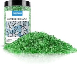Emerald Green Crushed Fire Glass Reflective Tempered Pebbles Gravel Marbles For Crafts Resin Art, Garden Decoration, Fireplace, 2 Pounds Jar 3-6mm -Cheap Grill Store 81A1EEyEMCL. AC SL1500