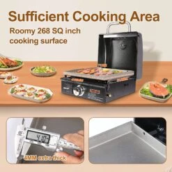 17 Inch Propane Portable Table Top Griddle BBQ Grill With Hood For Outdoor Cooking Camping Or Tailgating Etc, Kit With Carry Bag 13 17 Inch Propane Portable Table Top Griddle BBQ Grill With Hood For Outdoor Cooking Camping Or Tailgating Etc, Kit With Carry Bag -Cheap Grill Store 81AKaOKFHML. AC SL1500