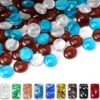 10 LBS 1/2'' Fire Glass Beads White Blue Copper Reflective Tempered Fire Rocks Beads For Fire Pits, Fireplace And Fire Bowl