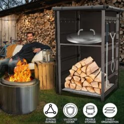 53-Inch Storage Cabinet Station For Solo Stove Yukon/Bonfire/Ranger And Other Fire Pit Accessories, With Adjustable Firewood Storage Racks & Cover 11 53-Inch Storage Cabinet Station For Solo Stove Yukon/Bonfire/Ranger And Other Fire Pit Accessories, With Adjustable Firewood Storage Racks & Cover -Cheap Grill Store 81CnkOlMAVL. AC SL1500