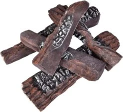 5Pcs Ceramic Wood Fake FireLogs For Indoor Gas Inserts, Ventless & Vented, Propane, Gel, Ethanol, Electric Or Outdoor Fireplaces & Fire Pits