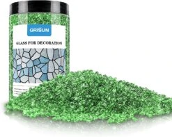 Emerald Green Fire Glass Reflective Tempered Pebbles Gravel Marbles For Crafts Resin Art, Garden Decoration, Fireplace, 2 Pounds Jar 3-6mm -Cheap Grill Store 81EBLNfx6IL. AC SL1500