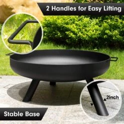 28 Inch Black Fire Pit Wood Burning Fire Bowl With A Drain Hole Fireplace Extra Deep Large Round Outside Backyard Deck Camping Grate -Cheap Grill Store 81FGrf1gZuL. AC SL1500