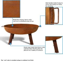 30-Inch Rustic Cast Iron Fire Pit Bowl With Handles Lightweight Design For Outside Wood Burning BBQ Camping Travel Or Picnic -Cheap Grill Store 81FbtM1flHL. AC SL1500 1