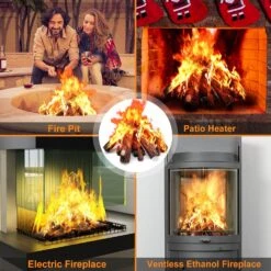 16" Large Gas Fireplace Ceramic Wood Logs And Ceramic Pine Corns Set For Firebowl, Vented, Propane, Electric Gas Fire Pits, Fireplace Decorative -Cheap Grill Store 81GryGS hlL. AC SL1500