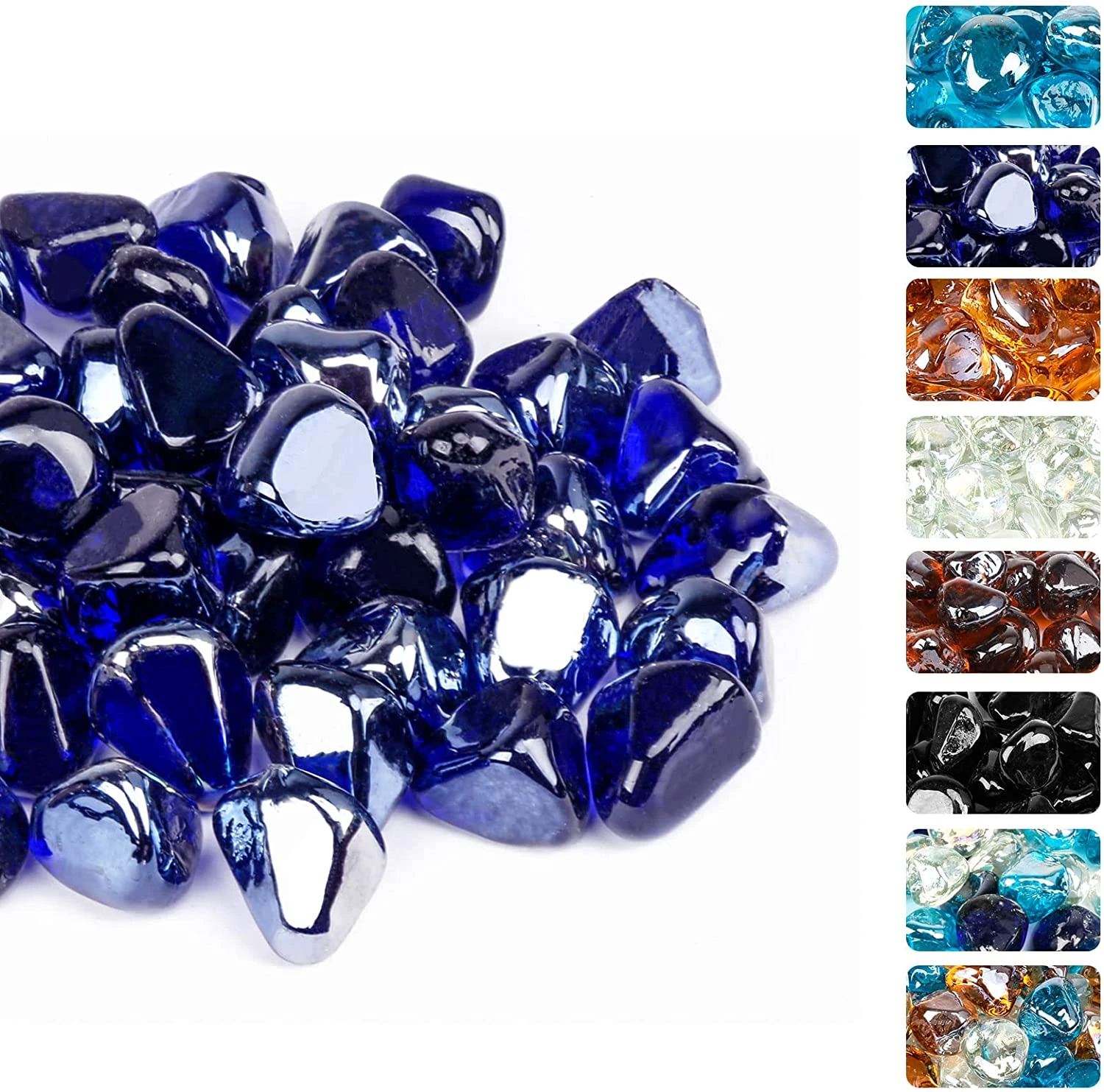 1'' High Luster Reflective Tempered Cobalt Blue Fire Glass Diamonds Rock For Fire Pit, Fireplace, 10 LBS Kit 9 1'' High Luster Reflective Tempered Cobalt Blue Fire Glass Diamonds Rock For Fire Pit, Fireplace, 10 LBS Kit - Image 8