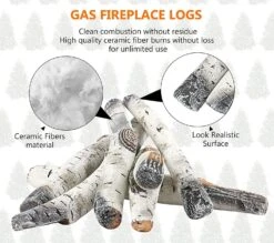 Gas Fireplace Logs, Ventless Ceramic Logs For Gas Fire Pits, 6 PCS White Birch Wood Set, Electric, Propane Gas Fireplace Decorative Inserts -Cheap Grill Store 81LpOZFK91L. AC SL1500
