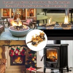 6 Pcs Gas Fireplace Ceramic Wood Log Set For Vent Free Propane, Gel, Ethanol, Electric Fireplaces Fire Pits -Cheap Grill Store 81M3jSAfEOL. AC SL1500