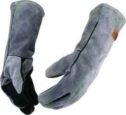 16" 932℉ Leather Forge Heat Resistant Welding Gloves Mitts For BBQ, Oven, Grill, Fireplace, Fire Pit, Tig, Mig, Baking, Furnace, Stove, Pot Holder