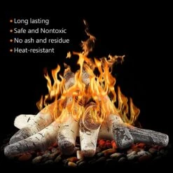 Gas Fireplace Logs, Ventless Ceramic Logs For Gas Fire Pits, 6 PCS White Birch Wood Set, Electric, Propane Gas Fireplace Decorative Inserts -Cheap Grill Store 81NSojibBGL