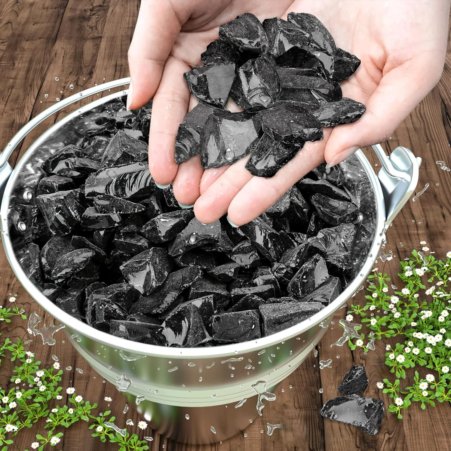 10 Pounds 1/2 Inch Onyx Black Tempered Fire Glass Rocks For Fire Pit For Natural Or Propane Fireplace, Safe For Outdoors And Indoors Decoration 5 10 Pounds 1/2 Inch Onyx Black Tempered Fire Glass Rocks For Fire Pit For Natural Or Propane Fireplace, Safe For Outdoors And Indoors Decoration - Image 3