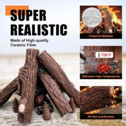 16" Large Gas Fireplace Ceramic Wood Logs And Ceramic Pine Corns Set For Firebowl, Vented, Propane, Electric Gas Fire Pits, Fireplace Decorative -Cheap Grill Store 81RxJy4X6IL. AC SL1500