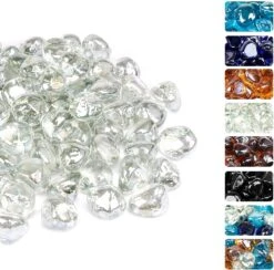 1'' High Luster Reflective Tempered Ultra White Fire Glass Diamonds Rock For Fire Pit, Fireplace, 10 LBS Kit -Cheap Grill Store 81SEmq0lToL. AC SL1500