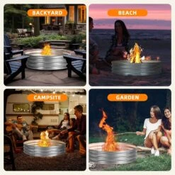 48 Inch Campfire Ring, Galvanized Fire Pit Ring For Outside Wood-Burning Fire Pit, Heavy Duty Steel FirePit In-Ground For Backyard, Camping -Cheap Grill Store 81T3UedvPcL. AC SL1500