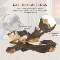6 Pcs Gas Fireplace Ceramic Wood Log Set For Vent Free Propane, Gel, Ethanol, Electric Fireplaces Fire Pits -Cheap Grill Store 81T JZ32knL. AC SL1500