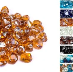 1'' High Luster Reflective Tempered Pink Champagne Fire Glass Diamonds Rock For Fire Pit, Fireplace, 10 LBS Kit -Cheap Grill Store 81VInxHBrrL. AC SL1500