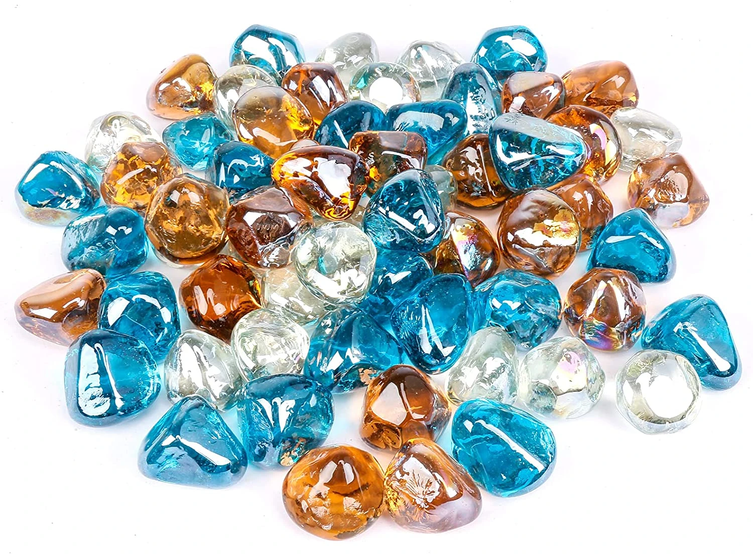 1'' High Luster Reflective Tempered White Blue Amber Fire Glass Diamonds Rock For Fire Pit, Fireplace, 10 LBS Kit 3 1'' High Luster Reflective Tempered White Blue Amber Fire Glass Diamonds Rock For Fire Pit, Fireplace, 10 LBS Kit