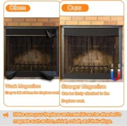 Black 36 X 4'' 2Pcs Magnetic Fireplace Draft Stopper Vent Covers, Screen Insulation Blocker For Winter Indoor Prevent Cold Air And Heat Loss -Cheap Grill Store 81XspX veGL. AC SL1500