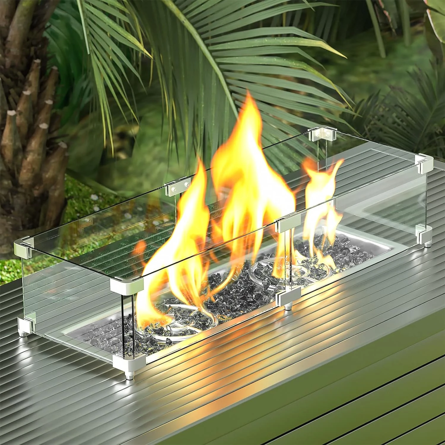 10 Pounds 1/2 Inch Onyx Black Tempered Fire Glass Rocks For Fire Pit For Natural Or Propane Fireplace, Safe For Outdoors And Indoors Decoration 9 10 Pounds 1/2 Inch Onyx Black Tempered Fire Glass Rocks For Fire Pit For Natural Or Propane Fireplace, Safe For Outdoors And Indoors Decoration - Image 7