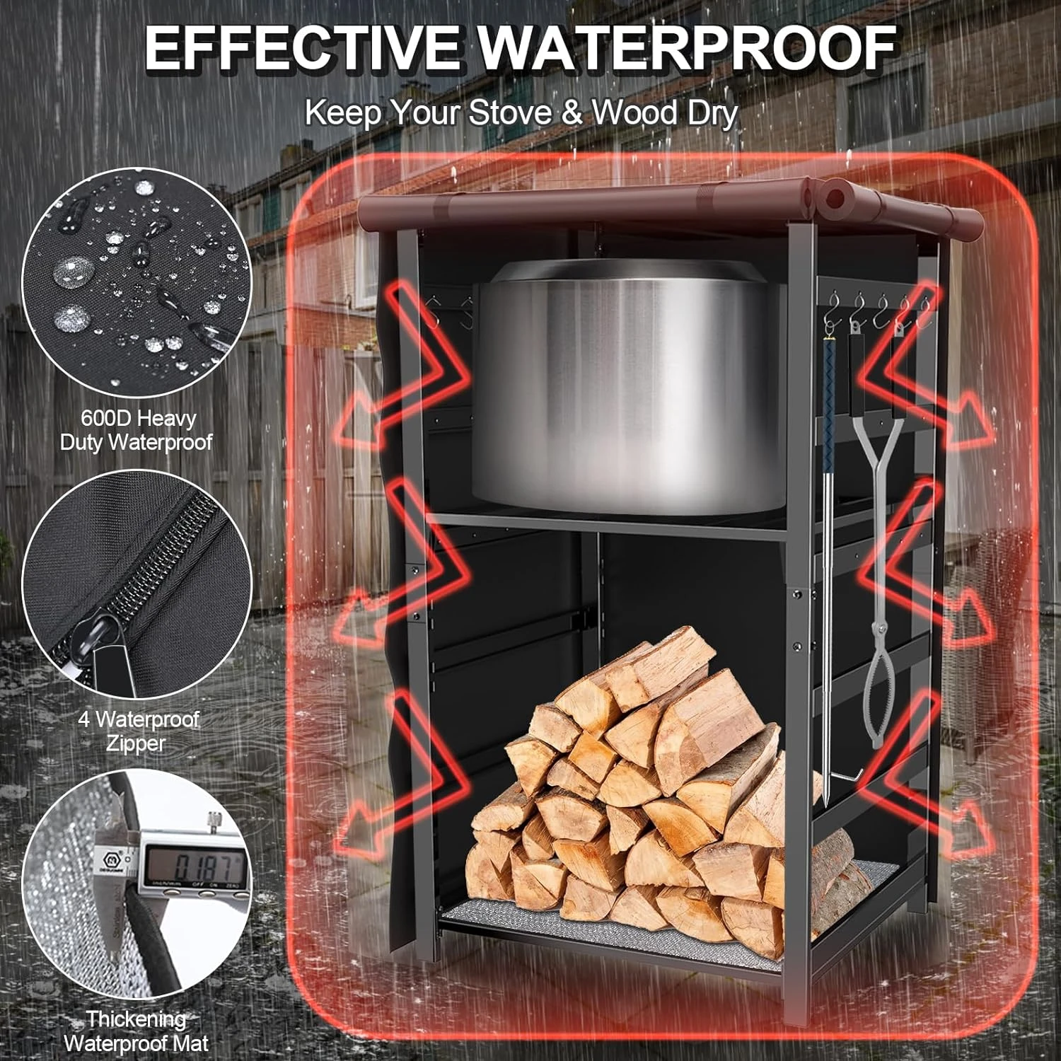 53-Inch Storage Cabinet Station For Solo Stove Yukon/Bonfire/Ranger And Other Fire Pit Accessories, With Adjustable Firewood Storage Racks & Cover 5 53-Inch Storage Cabinet Station For Solo Stove Yukon/Bonfire/Ranger And Other Fire Pit Accessories, With Adjustable Firewood Storage Racks & Cover - Image 3