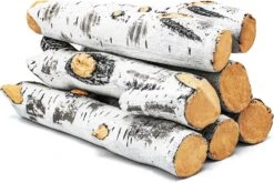 7 Pcs Fake Wood Gas Fireplace Logs, Ceramic White Birch Wood Logs For Gas Fireplace, Firebowl, Vented, Propane, Gel, Ethanol, Electric Fire Pits