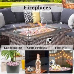 10 Pounds 1/2 Inch Pink Tempered Fire Glass Rocks For Fire Pit For Gas Fireplace, Safe For Outdoors And Indoors Decoration -Cheap Grill Store 81 cywz AyL. AC SL1500